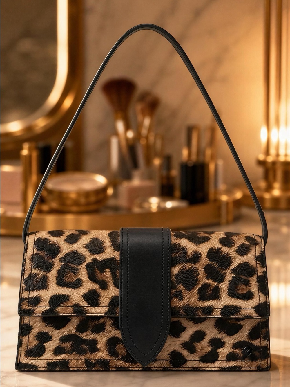 Call It Spring Leopard Print Shoulder Bag with Black Strap
